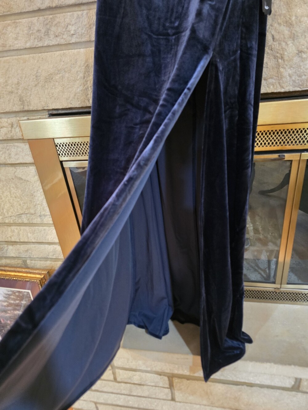 Extravagant Muse Dark Slate Velvet Lace-Up Bustier Maxi Dress - Picture 13 of 16
